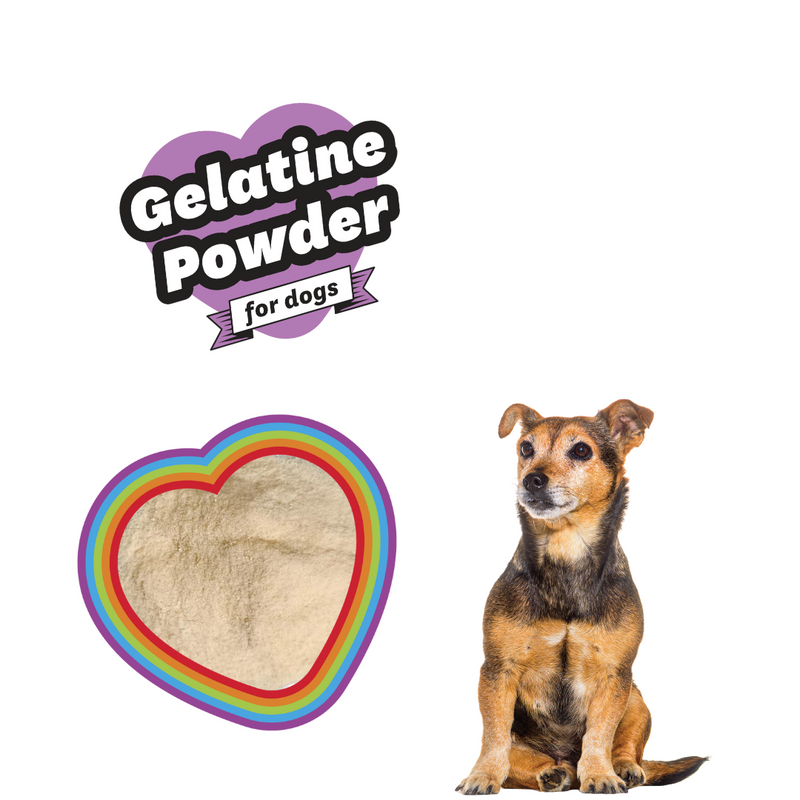 Happypet Gelatine Powder supplement with heart graphic for dogs and cats.