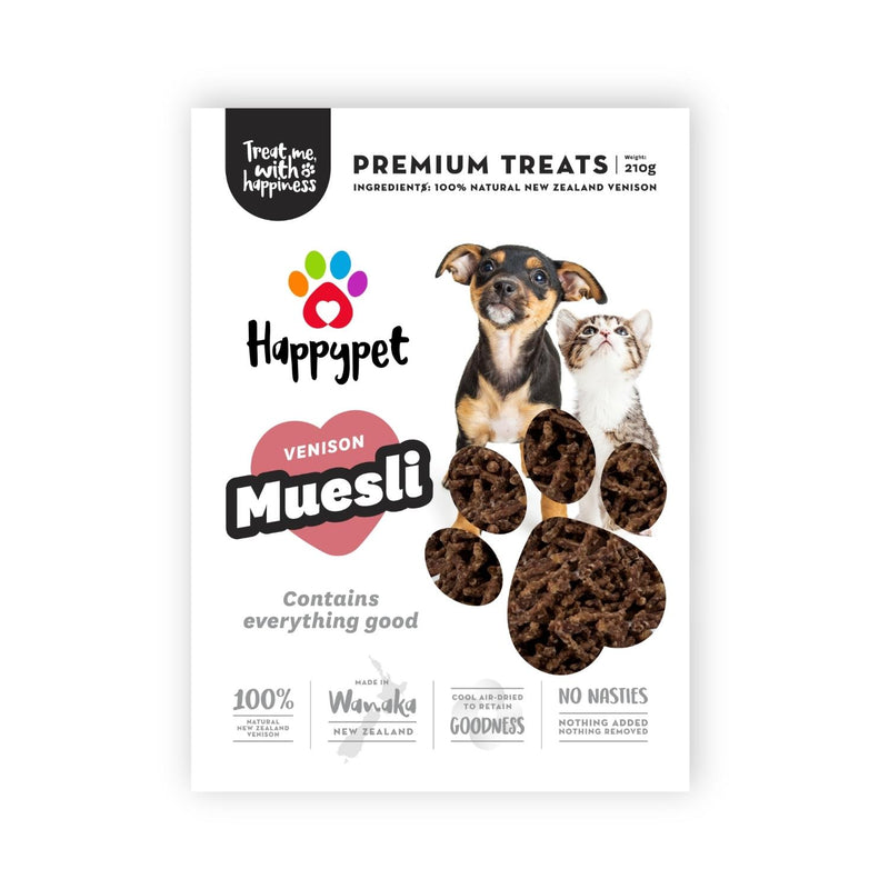 Happypet Venison Muesli natural dog and cat  meal topper made with New Zealand venison. No additives.