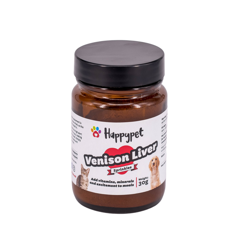 Happypet Venison Liver Powder natural New Zealand food topper for dogs and cats.